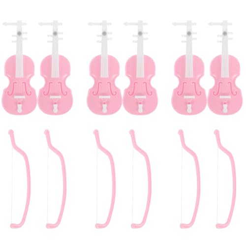 IMIKEYA Miniatur-Geige 6 Stück Kunststoff Mini-Musikinstrumente Modell Puppenhaus-Möbel Ornamente Für Puppenhaus-Zubehör Rosa von IMIKEYA