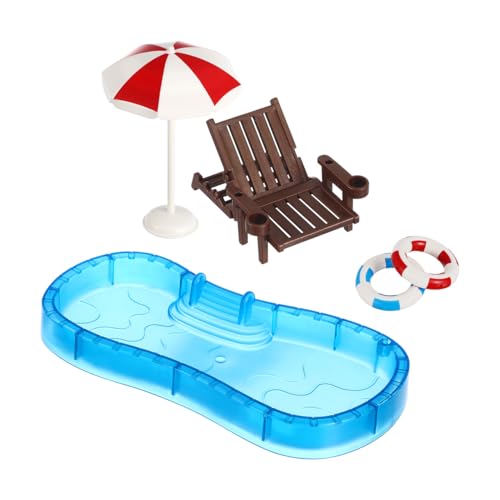 IMIKEYA Miniatur Pool Deko, 5 Stück Miniatur Zubehör Pool Puppenhaus Stranddekorationen Strandbar Strandkorb Schwimmringe Miniatur Schwimmbad für Poollandschaft Strand Mikrolandschaft von IMIKEYA