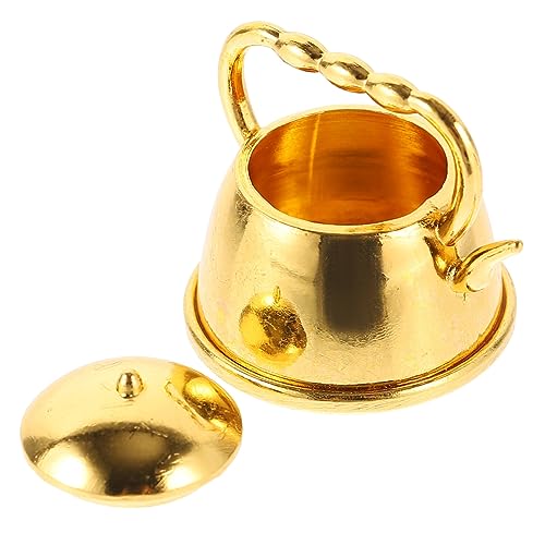 IMIKEYA Miniatur-teekannen Einzigartig Container Camping Wasserkocher Künstlich Figuren Schwanenhals Zinn Herd Rosa Mini-teetasse Büro Blättertee Golden Metall von IMIKEYA
