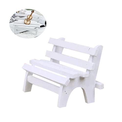 IMIKEYA Miniature Gartenbank aus Holz Weiße Doppelsitzbank für Dekoration Fotorequisiten und Heimdekoration für Pflanzenschmuck und Kreative Arrangements von IMIKEYA