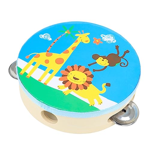 IMIKEYA Musikspielzeug Cartoon Handtrommel Doppelseitig Blaues Giraffen Design Frühkindliche Trommel für Jungen und Fördert Musikalische Sicher und Bequem zu Halten von IMIKEYA