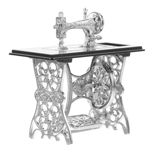 IMIKEYA Nähmaschinen Modell Puppe Miniatur Bausatz Nähmaschine Winzige Nähmaschine Tiny House Accessoires Spielgeschenk Vortäuschen Zinklegierung Black von IMIKEYA