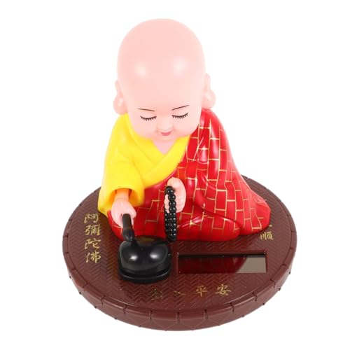 IMIKEYA Niedliche Armaturenbrettfiguren Chinesische Kleine Buddha Mönchsstatue Schreibtischspielzeug Wackelkopf Für Armaturenbrett Solar Auto Ornamente Für Armaturenbrett von IMIKEYA