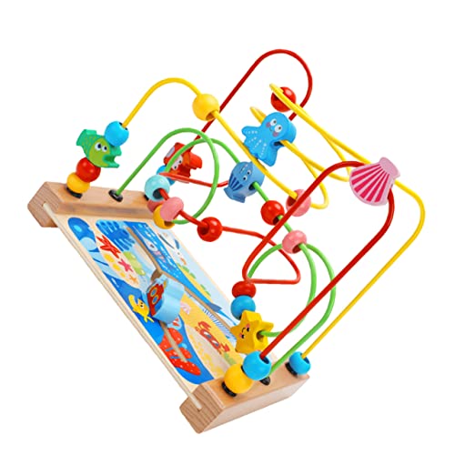IMIKEYA Perlenlabyrinth Meerestier Rund Perlenpuzzle Spielzubehör Lernspielzeug Trainingsperlen Rollenperlen Holz von IMIKEYA