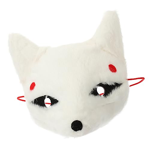 IMIKEYA Plüsch Fuchsmaske Weiß mit Elastischem Band Realistische Felloptik Leichte Cosplay Maske für Karneval und Party Bequemes Tragen Unisex Erwachsene von IMIKEYA