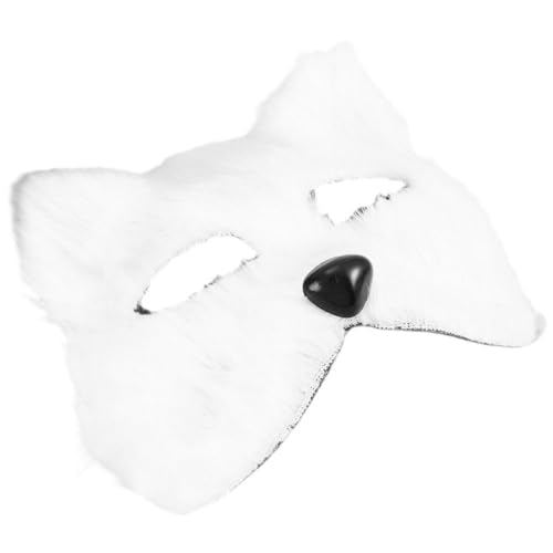 IMIKEYA Plüsch-Katzen-Fuchs-Maske Therian-Maske Realistische Katzenmasken Stofftier-Maske Pelzige Halloween-Party-Katzenmaske Ostermaske Maskerade-Maske Cosplay-Kostüm Weiß von IMIKEYA