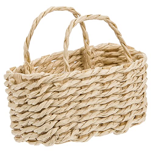 IMIKEYA Puppenhaus Einkaufskorb Gewebte Miniatur Körbe Klein Lagerung Weiden Minikorb Mit Griff Mini-hauskorb Puppenhaus-aufbewahrungskorb Mini-puppenhauszubehör Rattan von IMIKEYA