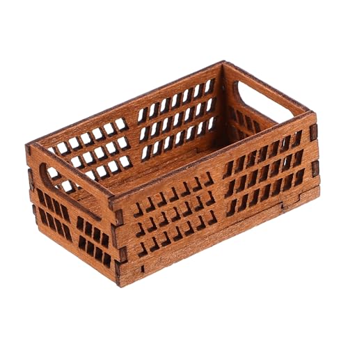 IMIKEYA Puppenhaus-aufbewahrungsbox Deckel Mini Wäschekorb Mädchen Babypuppe Aufbewahrungskorb Rollenspiel Körbe Puppenmöbel Kleiner Korb Winzige Dinge Hölzern Brown von IMIKEYA