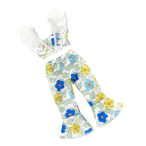 IMIKEYA Puppenkleidung für Puppen Modisches Kostüm mit Schulterträgern und Bedruckten Flared Hosen für Feiertage und Besondere Anlässe Perfektes von IMIKEYA