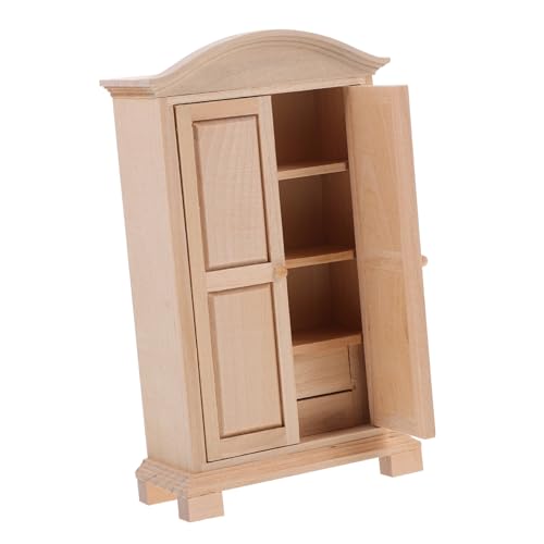 IMIKEYA Puppenschrank Aus Holz Handgefertigte Garderobe Für Puppenhausmöbel Multifunktionale Aufbewahrung Für Kleidung Und Accessoires Für Mini Schlafzimmer von IMIKEYA