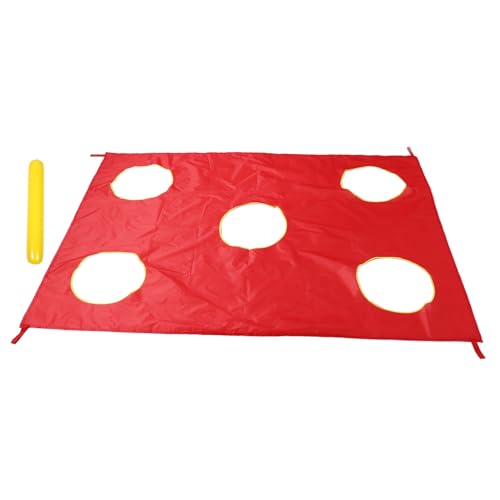 IMIKEYA -Regenbogenschirm Outdoor Spielplatz gemeinschaftsspiel Trampolin Fallschirm Outdoor-Spielgeräte für Vorschulkinder Stoff rot von IMIKEYA
