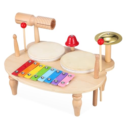 IMIKEYA Satz Xylophon für Kleinkinder 1-3 -Trommeln Musikspielzeug für Kleinkinder 1-3 Holzbabyspielzeug Musikinstrumente Xylophonspielzeug hölzern von IMIKEYA