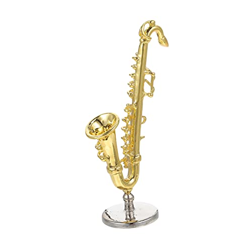 IMIKEYA Saxophon-Modell wohnungseinrichtung wohnungsdeko verkleidungsaccessoires miniaturfiguren musikspielzeug Modellbau Puppenhaus-Saxophon- Simulationsinstrument Ornament Legierung von IMIKEYA