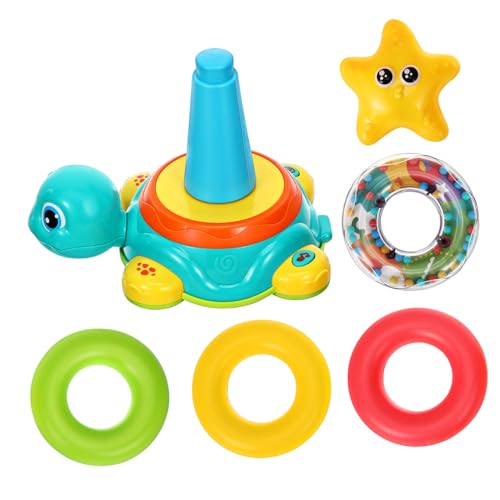 IMIKEYA Schildkröte Beleuchten Krabbelspielzeug Musikalische Schildkröten-babyspielzeuge Sensorisch Stapler Musical Weiche Stapelringe Kind Früh Plastik von IMIKEYA