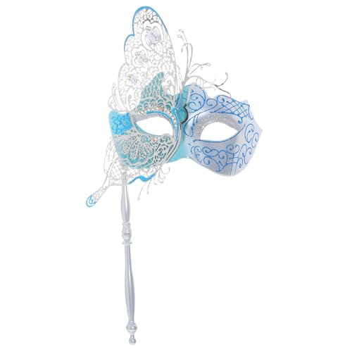 IMIKEYA Schmetterlings-Maskenballmaske: Venezianische Metallmaske auf Stab für Damen, Halloween-Kostüm, Abschlussball, Karnevalsparty, Mardi Gras – Halloween-Kostümzubehör von IMIKEYA
