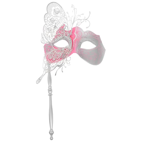 IMIKEYA Schmetterlings-Maskenballmaske: Venezianische Metallmaske auf Stab für Damen, Halloween-Kostüm, Abschlussball, Karnevalsparty, Mardi Gras – Halloween-Kostümzubehör von IMIKEYA