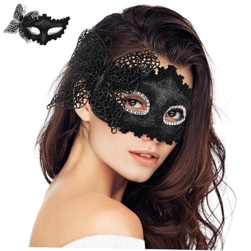 IMIKEYA Schwarze Venezianische Maske Für Frauen Elegante Maske Für Maskerade Karneval Und Kostümpartys Halbmaske Aus Dekoratives Kostüm Accessoire Für Festivals Und Feiern IMIKEYA Schwarze Venezianische Maske Für Frauen Elegante Maske Für Maskerade Karneval Und Kostümpartys Halbmaske Aus Dekoratives Kostüm Accessoire Für Festivals Und Feiern von IMIKEYA