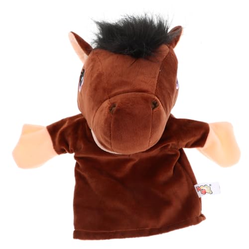 IMIKEYA Stofftier-Handpuppe für interaktives Bildungsspielzeug ausgestopft Tierpuppe mit beweglichem Mund Plüsch Fingerpuppe tierische Fingerpuppe Light Brown von IMIKEYA
