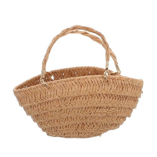 IMIKEYA Strohsack Mini Gewebte Taschen Miniatur-schulbedarf Kleiner Korb Mit Henkel Kleine Beuteltasche Boho Natürliche Minitasche Tragbare Aufbewahrungsbox Für Puppen Light Brown Papier von IMIKEYA
