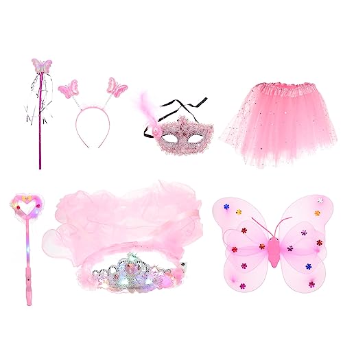 IMIKEYA Teiliges Prinzessin Kostüm Set für Mädchen Pinkes Feen Kostüm mit Leuchtendem Zauberstab Funkelndem Schleier Glitzernden Flügeln und Maske für Partys Tanz und Karneval IMIKEYA Teiliges Prinzessin Kostüm Set für Mädchen Pinkes Feen Kostüm mit Leuchtendem Zauberstab Funkelndem Schleier Glitzernden Flügeln und Maske für Partys Tanz und Karneval von IMIKEYA