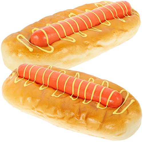 IMIKEYA Tisch 2st Simuliertes Hamburger-Modell Hot-Dog-Fotografie-Requisite Schreibtischaufsatz Brot Sensorisches Spielzeug Künstlicher Hotdog Brot-Display-Modell Kind Essen Lebensmittel von IMIKEYA