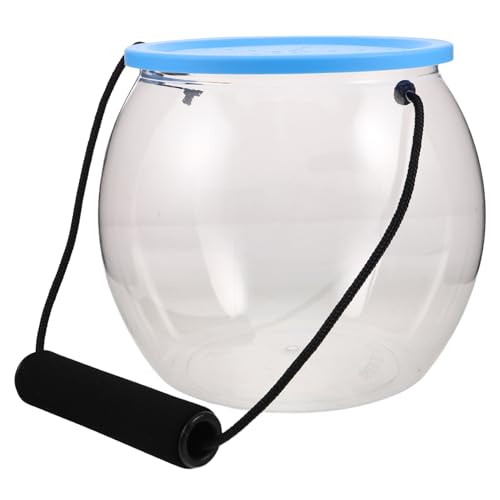 IMIKEYA Transparenter Runder Betta Fischbehälter mit Deckel und Tragegriff Strapazierfähiger Kunststoff Aquarium Eimer für Strandfischen Krabben Muscheln Tragbarer Meerestier von IMIKEYA