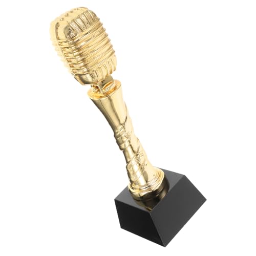 IMIKEYA Trophäe Imitiertes Mikrofon Musikanerkennungstrophäen Vintage-mikrofon Trophäen Für Gesangsdarbietungen Auszeichnungen des Gesangswettbewerbs Karaoke-Requisiten Harz Golden von IMIKEYA