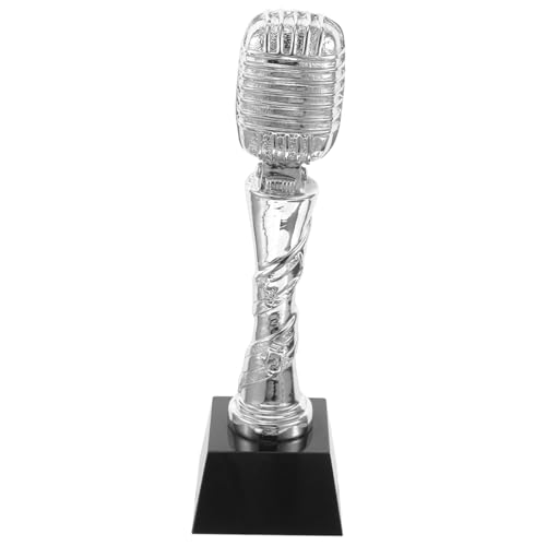 IMIKEYA Trophäe imitiertes Mikrofon Trophäenpreis Mikrofon-Trophäe Sängertrophäe Gesangswettbewerb Trophäe Mikrofon Trophäe Musik Trophäe Musikanerkennungspreis Glas Silver von IMIKEYA
