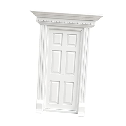 IMIKEYA Tür Ornament Weiße Holz Innentür für Puppenhaus Fächer Design für Mini Gartenmöbel Deko DIY Bastelprojekt Detailgetreue Nachbildung für Kreative Kinderaktivitäten von IMIKEYA