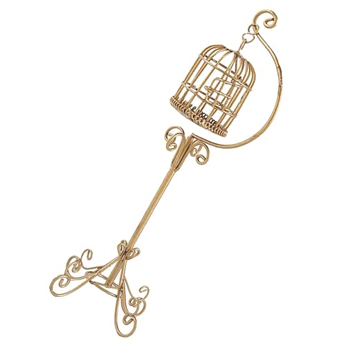 IMIKEYA Vogelkäfig Miniatur Spielhauszubehör im Freien puppenhaus Haustier zubehör Mini-Vogelkäfig- Puppenzubehör Miniatur-Puppenhauszubehör puppenhaus zubehör mini Legierung Golden von IMIKEYA