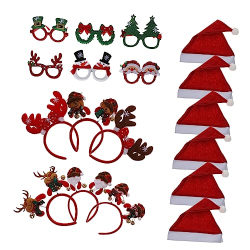 IMIKEYA Weihnachtliches Party Teilig mit Weihnachtsmütze Brillen Haarreifen für Erwachsene Langlebige Weihnachtsdeko mit Klassischem Design für Xmas Feierlichkeiten und Geschenkideen von IMIKEYA