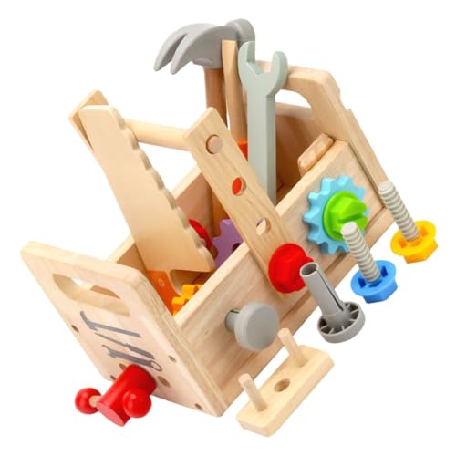 IMIKEYA Pädagogisches Werkzeug-spielzeugset Für Kinder Bastelsets Für Kleinkinder Handwerkzeugkasten Aus Holz Drehen Sie Das Schraubenspielzeug Lernspielzeug Für Jungen Und Mädchen von IMIKEYA