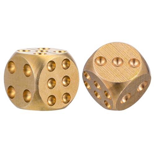 IMIKEYA Würfel aus Massivem Messing, 2 Stück Spielwürfel aus Metall, Golden, für Unterhaltung, Pub, Bar, Tischbrettspiel von IMIKEYA