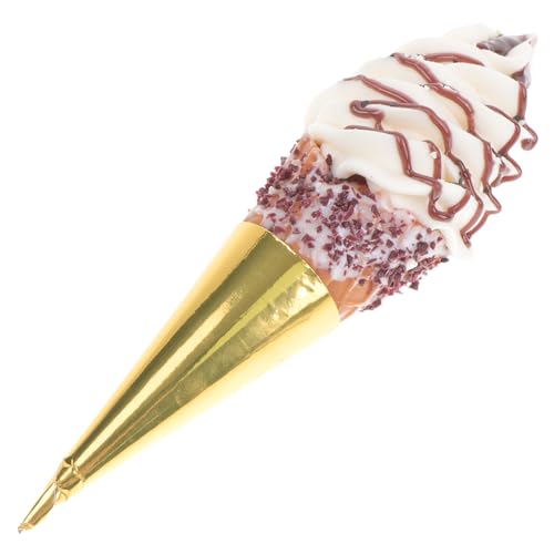 IMIKEYA für klein gefälscht Creme Miniatur Riese künstliche Eiskegel mit künstliches falsches Essen Eistüte Simulationseis Coffee Bar Accessoires PVC Golden von IMIKEYA