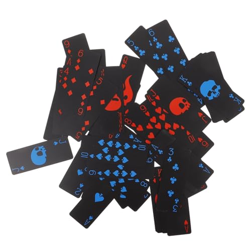 IMIKEYA wasserdichte Pokerkarten Poker of Decks Skip Skull Pokerkarten Mit Themen Für Coole Erwachsene Spiel Halloween PVC Schwarz von IMIKEYA