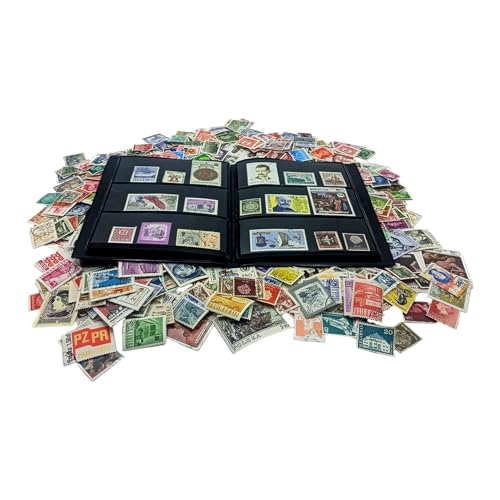 IMPACTO COLECCIONABLES – Sammlung von 1000 Briefmarken aus Aller Welt mit Album (14x18x1cm) | Erweitern Sie Ihre Briefmarkensammlung mit echten gestempelten Marken in einem eleganten, kompakten Album von IMPACTO COLECCIONABLES