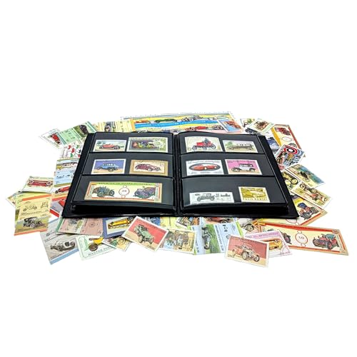 MPACTO COLECCIONABLES – Sammlung von 100 Briefmarken mit Auto-Motiven mit Album (14x18x1cm) | Erweitern Sie Ihre Briefmarkensammlung mit echten gestempelten Marken in einem eleganten, kompakten Album von IMPACTO COLECCIONABLES