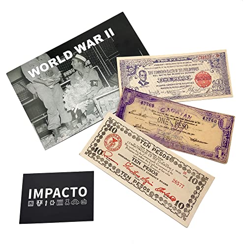 WW2 Weltwährung – 3 Banknoten während des 2. Weltkriegs von The Guerrilla (Philippines 1941-1945) – The Death Sentence Money, Echtheitszertifikat enthalten. von IMPACTO COLECCIONABLES