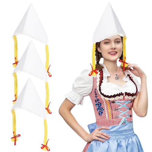 IMPPTE 3 Stück Bayerischer Trachtenhut Damen Oktoberfest Hut Tiroler Weiß Bayern Seppelhut Oktoberfest Filzhut Mit Kordel Wiesn Hut für Bayrische Volksfeste Karneval IMPPTE 3 Stück Bayerischer Trachtenhut Damen Oktoberfest Hut Tiroler Weiß Bayern Seppelhut Oktoberfest Filzhut Mit Kordel Wiesn Hut für Bayrische Volksfeste Karneval von IMPPTE