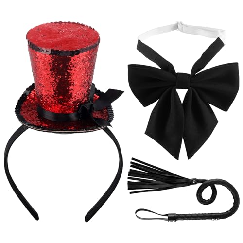 Zirkusdirektor Damen Kostüm Zirkusdirektorin Damen Zylinder Fliege Set Peitsche Zirkus Dompteur Kostüm Damen für Zeremonienmeister Mottoparty Karneval Halloween Zirkusdirektor Damen Kostüm Zirkusdirektorin Damen Zylinder Fliege Set Peitsche Zirkus Dompteur Kostüm Damen für Zeremonienmeister Mottoparty Karneval Halloween von IMPPTE