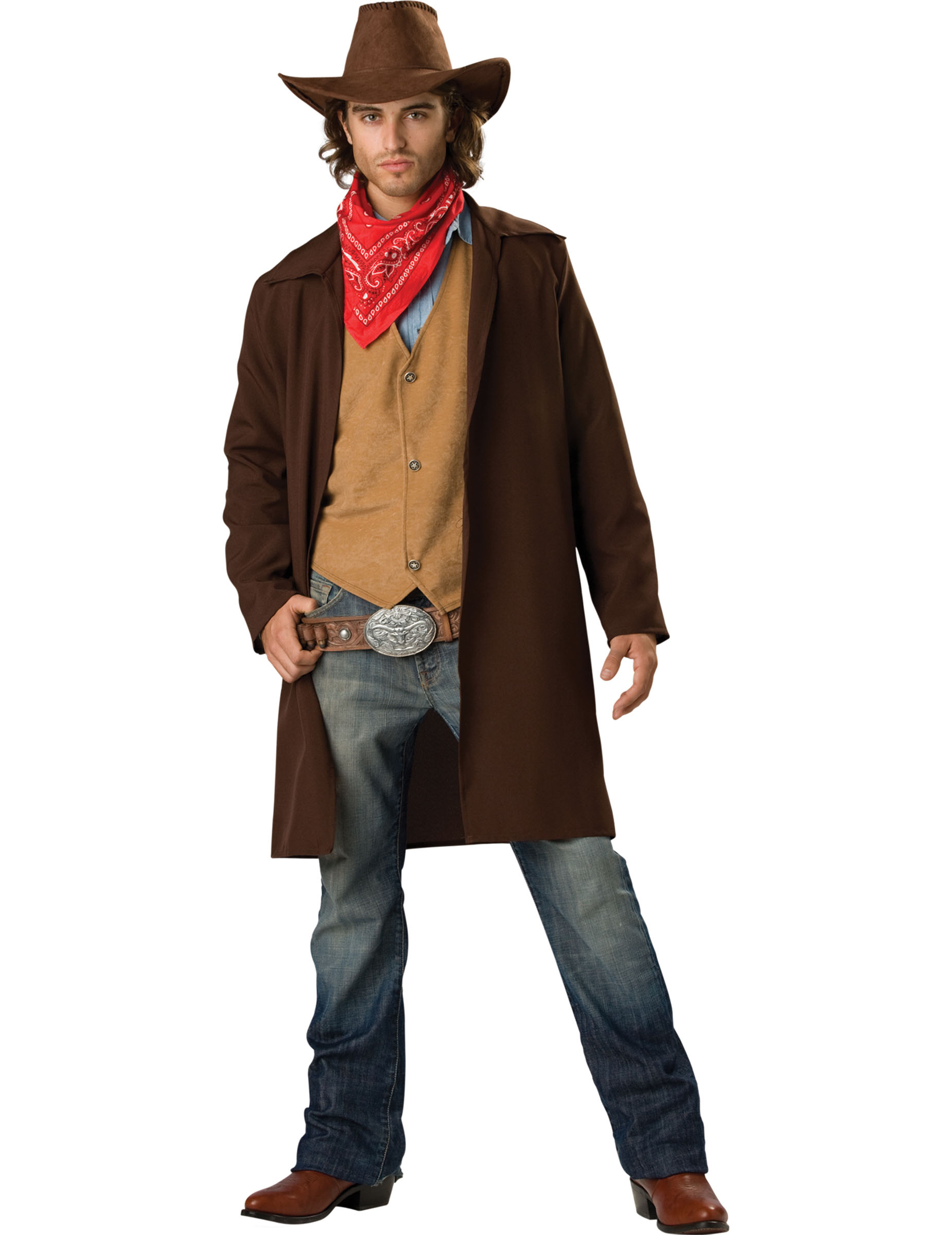 Kostüm Cowboy für Herren Premium braun-rot von INCHARACTER