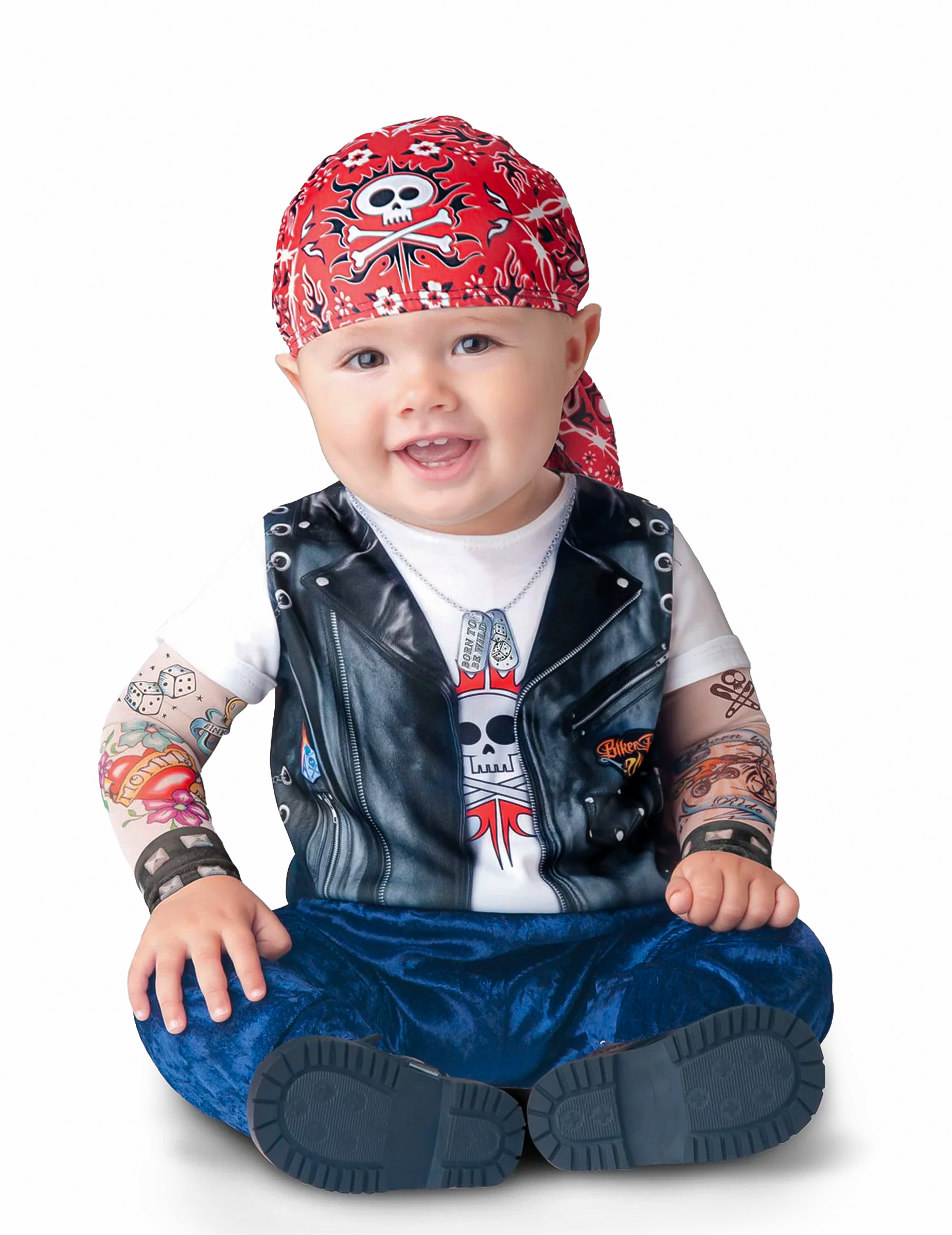 Rocker Biker Kostüm für Babys bunt von KARNEVAL-MEGASTORE