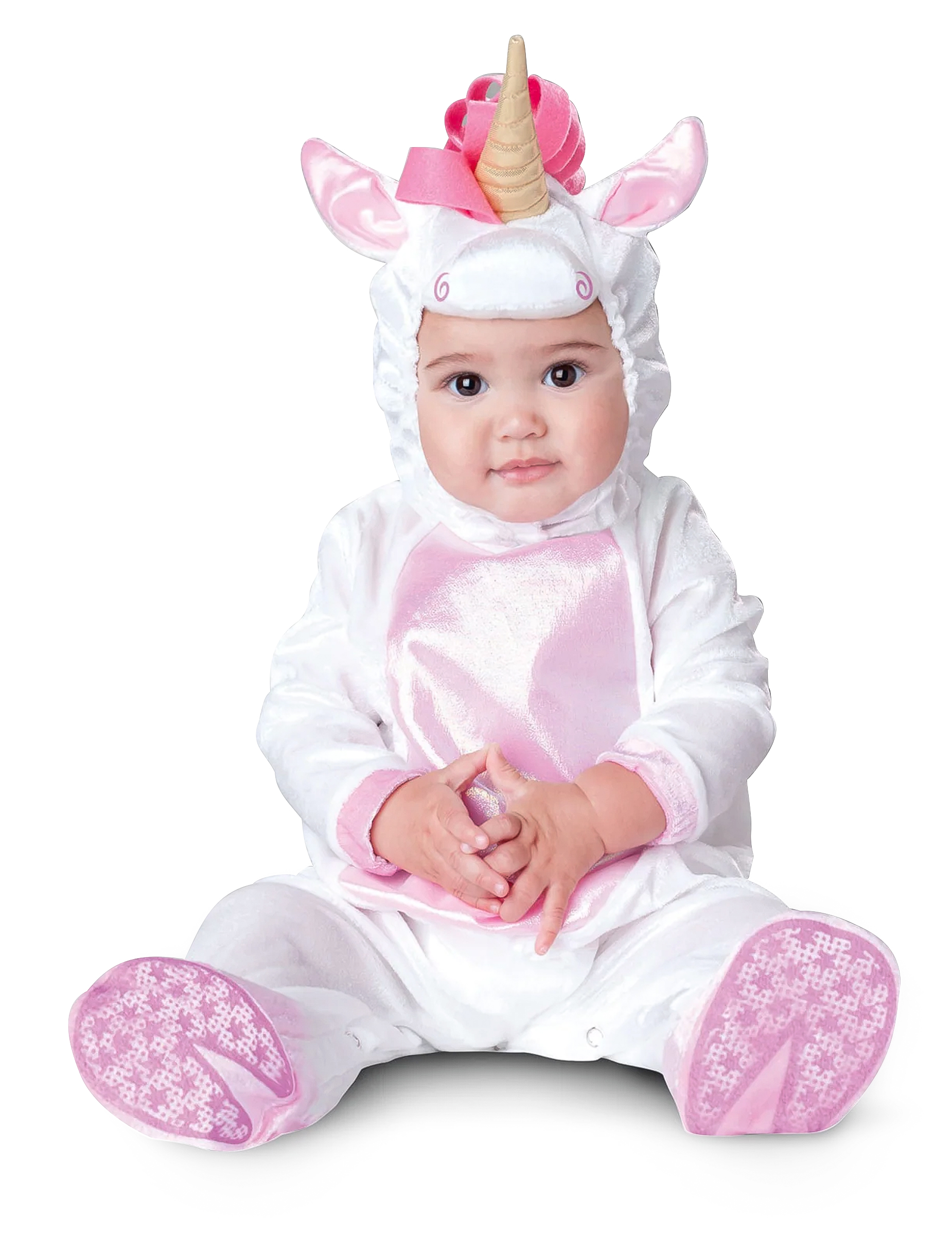 Süßes Einhorn Strampler Baby Kostüm weiss-rosa von KARNEVAL-MEGASTORE