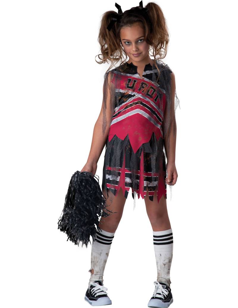Zombie Cheerleader Halloween Kinderkostüm schwarz-rot-weiss von INCHARACTER