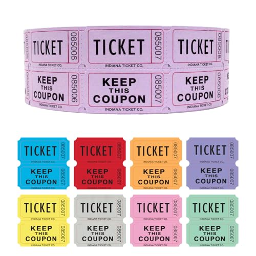 Indiana Ticket CO. 2.000, Lila Tombola-Tickets Doppelrolle, Premium Qualität 50/50 Tombola-Tickets, Tickets für Veranstaltungen, Karneval, Türpreise, Getränke und mehr Indiana Ticket CO. 2.000, Lila Tombola-Tickets Doppelrolle, Premium Qualität 50/50 Tombola-Tickets, Tickets für Veranstaltungen, Karneval, Türpreise, Getränke und mehr von INDIANA TICKET COMPANY