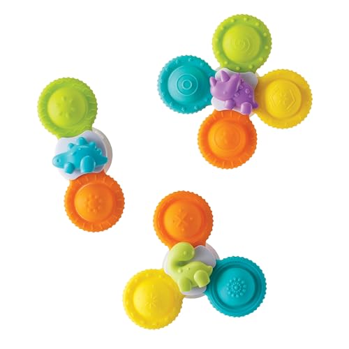 Infantino Bade-Pop-Spinner aus Silikon mit Saugnapf, ab 6 Monate, Mehrfarbig, 3er-Set von INFANTINO