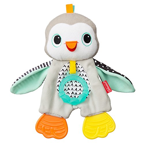 Infantino Cuddly Teether Penguin for Sensory Exploration - Silicone Teether, Teething Relief von INFANTINO