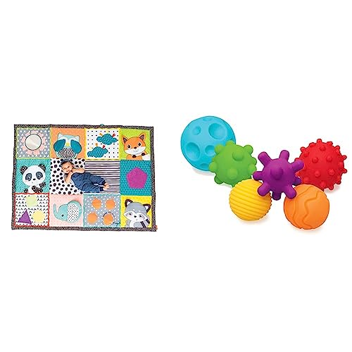 Infantino Fold & Go Giant Discovery Mat Big playmat for Babies and Toddlers & Textured Multi Ball Set – Texturierte Bälle im Set für die sensorische Entwicklung – Für Kinder ab 6 Monaten von INFANTINO