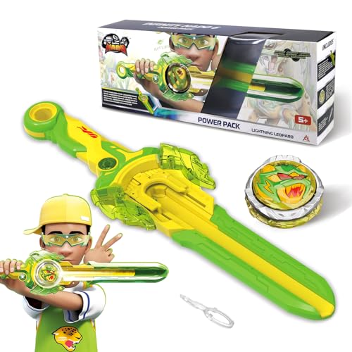 INFINITY NADO Kreisel für Kinder Metall Spielzeug Jungen, Battle Tops Kreisel Launcher Spielzeug, Spinning Tops Jungen ab 5 6 7 8 9 10 11 12 Jahre, Power Pack Lightning Leopard von Infinity Nado