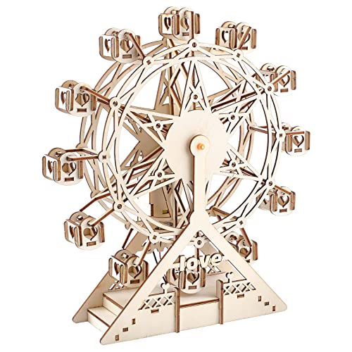 INFUNLY Holzpuzzle Riesenrad 3D DIY Modellbausätze Für Erwachsene Holzbastelsätze Lernpuzzle Baustammprojekt Für Geburtstagsgeschenk von INFUNLY